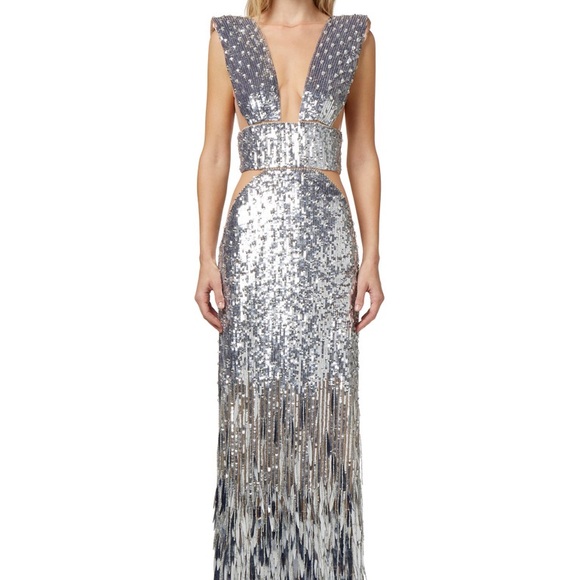 Elisabetta Franchi Silver Backless Dress